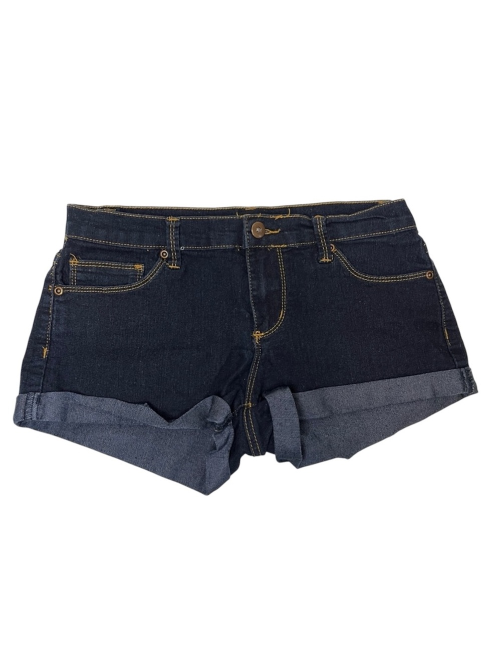 Forever 21 Dark Blue Denim Low Rise Waist Booty Shorts, Size 27